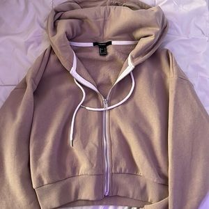 Tan Zip Up Crop Hoodie